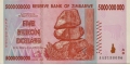 Zimbabwe 5.000.000.000 2008 UNC P-84